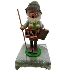 Steinbach German Smoker Figurine Wooden Handcrafted Hiker Design With Green Base